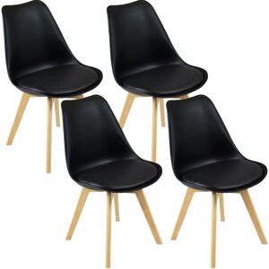 (Black) 4 x Charles Jacobs Dining Chairs Beech Wood Legs Tulip Design Furniture (Black) 4 x Charles Jacobs Dining Chairs Beech Wood Legs Tulip Design Furniture