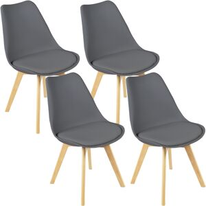 (Grey) 4 x Charles Jacobs Dining Chairs Beech Wood Legs Tulip Design Furniture S (Grey) 4 x Charles Jacobs Dining Chairs Beech Wood Legs Tulip Design Furniture S