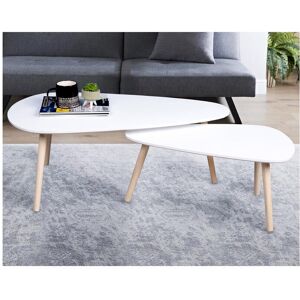 Spot On Dealz Nest of 2 Coffee Tables Tear Shape White With Pine Legs Livingroom Spot On Dealz Nest of 2 Coffee Tables Tear Shape White With Pine Legs Livingroom