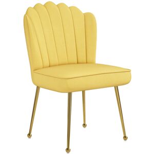 HOMCOM Velvet-Feel Shell Accent Chair Home Bedroom Lounge Metal Legs Yellow HOMCOM Velvet-Feel Shell Accent Chair Home Bedroom Lounge Metal Legs Yellow