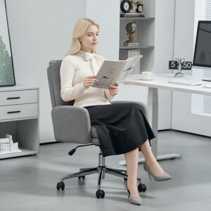 HOMCOM Upholstered Desk Chair with Height Adjustable, Grey HOMCOM Upholstered Desk Chair with Height Adjustable, Grey