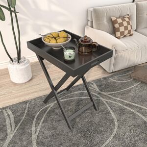 Home Source (Black) Side Coffee Table Butlers Tray Style Foldable MDF Home Source (Black) Side Coffee Table Butlers Tray Style Foldable MDF