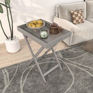 Home Source (Grey) Side Coffee Table Butlers Tray Style Foldable MDF Home Source (Grey) Side Coffee Table Butlers Tray Style Foldable MDF