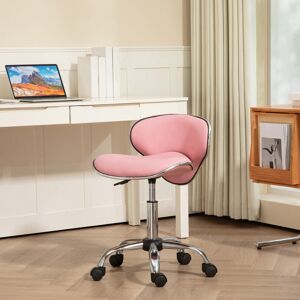 HOMCOM Office Chair Beauty Salon Rolling Technician Stool Chair Pink HOMCOM Office Chair Beauty Salon Rolling Technician Stool Chair Pink