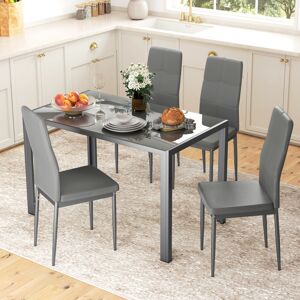 HOMCOM 5 Piece Dining Set Table and 4 Chairs Set for 4 Persons Kitchen Glasstop HOMCOM 5 Piece Dining Set Table and 4 Chairs Set for 4 Persons Kitchen Glasstop
