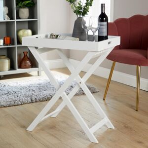 Home Source (White) Side Coffee Table Butlers Tray Style Foldable MDF Home Source (White) Side Coffee Table Butlers Tray Style Foldable MDF