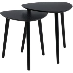 Carousel Set of 2 Black Oval Nesting Tables Modern Black Wooden Accent Side Tables Carousel Set of 2 Black Oval Nesting Tables Modern Black Wooden Accent Side Tables