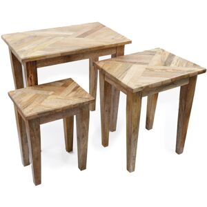 Carousel Set Of 3 Marquet Wooden Nesting Side Tables 3-piece Vintage Style Herringbone Carousel Set Of 3 Marquet Wooden Nesting Side Tables 3-piece Vintage Style Herringbone
