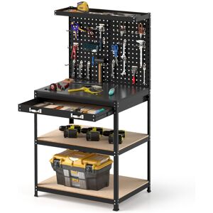 Costway 81 x 41 CM Workbench 290KG Heavy-Duty Work Table With 2 PCS Pegboard-Black Costway 81 x 41 CM Workbench 290KG Heavy-Duty Work Table With 2 PCS Pegboard-Black