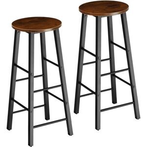 Tectake (Industrial wood dark, rustic) Bar Stool Breakfast Stool x 2 Kitchen Wooden Chai Tectake (Industrial wood dark, rustic) Bar Stool Breakfast Stool x 2 Kitchen Wooden Chai