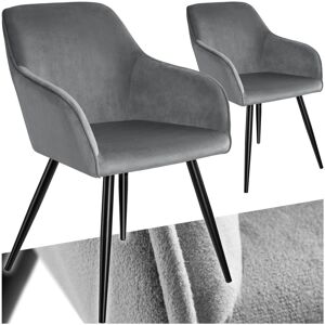 Tectake (grey/black, Set of 2) Dining Chair Accent Bedroom Furniture Velvet Armchair Liv Tectake (grey/black, Set of 2) Dining Chair Accent Bedroom Furniture Velvet Armchair Liv
