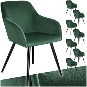 Tectake (dark green / black, Set of 8) Dining Chair Accent Bedroom Furniture Velvet Armc Tectake (dark green / black, Set of 8) Dining Chair Accent Bedroom Furniture Velvet Armc