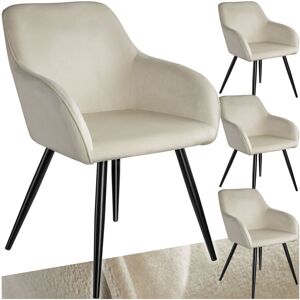 Tectake (cream/black, Set of 4) Dining Chair Accent Bedroom Furniture Velvet Armchair Li Tectake (cream/black, Set of 4) Dining Chair Accent Bedroom Furniture Velvet Armchair Li