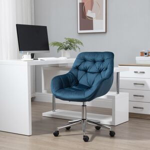 Vinsetto Velvet Home Office Chair Desk Chair with Adjustable Height, Blue Vinsetto Velvet Home Office Chair Desk Chair with Adjustable Height, Blue
