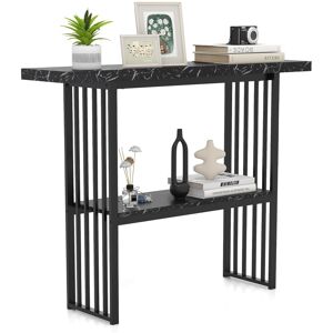 Costway 2-tier Console Table Sofa Table Modern Entryway Table-Black Costway 2-tier Console Table Sofa Table Modern Entryway Table-Black