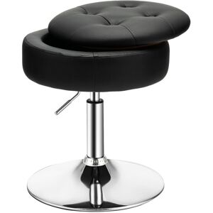 Costway 360 Swivel Bar Stool With Lid Tufted Vanity Stool Adjustable Dining Chair-Black Costway 360 Swivel Bar Stool With Lid Tufted Vanity Stool Adjustable Dining Chair-Black