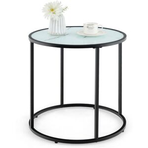 Costway Glass End Table 50cm Round Side Table Modern Coffee Accent Table Costway Glass End Table 50cm Round Side Table Modern Coffee Accent Table
