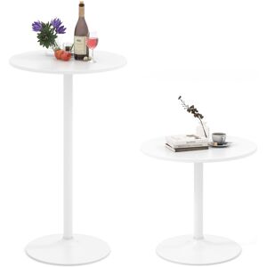 Costway 2 Pcs Round Bar Table Bistro Pub Table with Adjustable Height-White Costway 2 Pcs Round Bar Table Bistro Pub Table with Adjustable Height-White