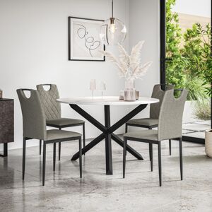 MORE4HOMES (Grey) Malvern Round Marble Effect Dining Table Set Black Oak Leg 4-6 Monza Line MORE4HOMES (Grey) Malvern Round Marble Effect Dining Table Set Black Oak Leg 4-6 Monza Line