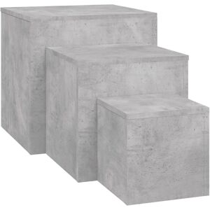 vidaXL Engineered Wood Side Tables in Concrete Grey, Set of 3, Multifunctional f vidaXL Engineered Wood Side Tables in Concrete Grey, Set of 3, Multifunctional f