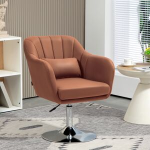 HOMCOM Retro Swivel Tub Chair - Dark Brown Microfibre, Steel Frame, 45-57cm Adju HOMCOM Retro Swivel Tub Chair - Dark Brown Microfibre, Steel Frame, 45-57cm Adju