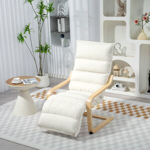 (Cream) HOMCOM Birch Wood Lounge Chair for Living Room, Bedroom (Cream) HOMCOM Birch Wood Lounge Chair for Living Room, Bedroom