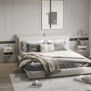 HOMCOM Floating Bedside Table Set of 2 Wall Mounted Nightstand Brown HOMCOM Floating Bedside Table Set of 2 Wall Mounted Nightstand Brown