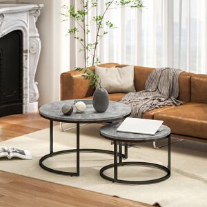 HOMCOM 2-Piece Stacking Coffee Table Set - Cement-Effect Tops, Steel Frame, 50 k HOMCOM 2-Piece Stacking Coffee Table Set - Cement-Effect Tops, Steel Frame, 50 k