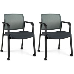 Casart Waiting Room Chairs Set of 2 Stackable Office Guest Mesh Chairs-Grey Casart Waiting Room Chairs Set of 2 Stackable Office Guest Mesh Chairs-Grey