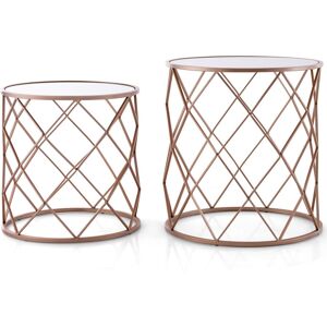 Casart Set of 2 Stackable Round End Table Modern Space Saving Side Table W/ Mirrored To Casart Set of 2 Stackable Round End Table Modern Space Saving Side Table W/ Mirrored To