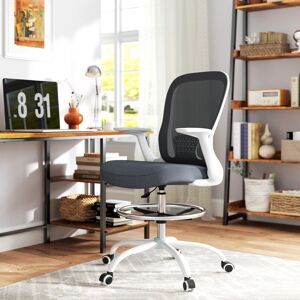 (Grey) HOMCOM Mesh Draughtsman Chair, Ergonomic Drafting Chair (Grey) HOMCOM Mesh Draughtsman Chair, Ergonomic Drafting Chair