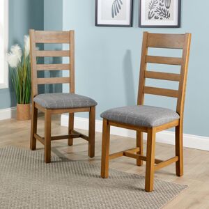 Home Source (Slatted Back) High Back Dining Chair Checked Seat Solid Oak Legs Home Source (Slatted Back) High Back Dining Chair Checked Seat Solid Oak Legs