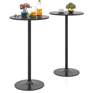 Costway 2 Pcs Round Bar Table Bistro Pub Table with Adjustable Height-Black Costway 2 Pcs Round Bar Table Bistro Pub Table with Adjustable Height-Black