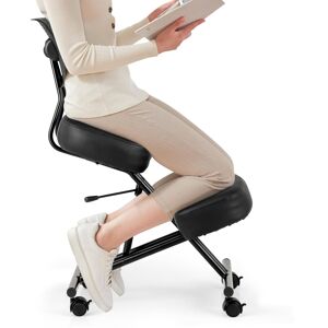 Costway Ergonomic Kneeling Chair Posture Correction Stool w/ Back Support-Black Costway Ergonomic Kneeling Chair Posture Correction Stool w/ Back Support-Black