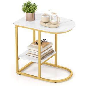 Costway C-shaped End Table Modern Sofa Side Table with Storage Shelf-White Costway C-shaped End Table Modern Sofa Side Table with Storage Shelf-White