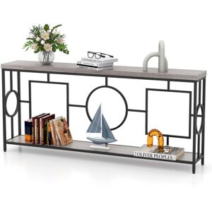 Costway 180cm Long Mid-Century Console Table Rustic Metal Frame Sofa Table Costway 180cm Long Mid-Century Console Table Rustic Metal Frame Sofa Table
