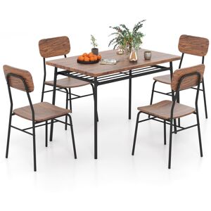 Costway 5Pcs Wood Square Kitchen Table & Chair Set Dining Table Set for 4-Brown Costway 5Pcs Wood Square Kitchen Table & Chair Set Dining Table Set for 4-Brown