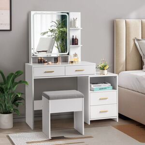 Unbranded Dressing Table and Stool Vanity Table with LED Lighted Mirror,Cabinet Unbranded Dressing Table and Stool Vanity Table with LED Lighted Mirror,Cabinet