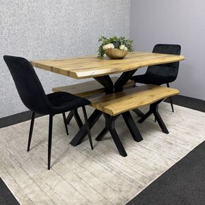 KOSY KOALA Wooden Dining Table With 2 Black Velvet Chairs and 2 Benches KOSY KOALA Wooden Dining Table With 2 Black Velvet Chairs and 2 Benches