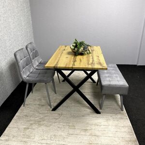 KOSY KOALA Modern Dining Table Set with Padded Bench and 2 Grey Velvet Chairs KOSY KOALA Modern Dining Table Set with Padded Bench and 2 Grey Velvet Chairs