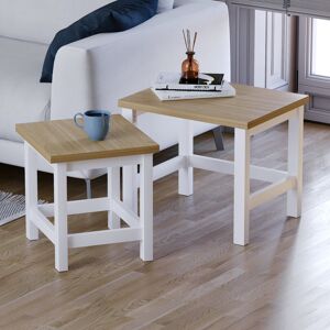Vida Designs (White & Oak) Arlington Nest of 2 Tables Side Lamp Table Set Vida Designs (White & Oak) Arlington Nest of 2 Tables Side Lamp Table Set