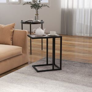 HOMCOM C Shape Side Table w/ Marble-Effect Top, Grey HOMCOM C Shape Side Table w/ Marble-Effect Top, Grey