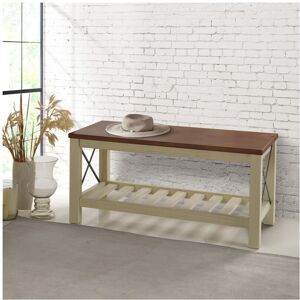 Mercers Furniture Cottage White/Cream Painted Pine Bench – Wooden with Slatted S Mercers Furniture Cottage White/Cream Painted Pine Bench – Wooden with Slatted S