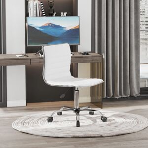 HOMCOM Armless Mid-Back Adjustable Office Chair with 360 Swivel White HOMCOM Armless Mid-Back Adjustable Office Chair with 360 Swivel White