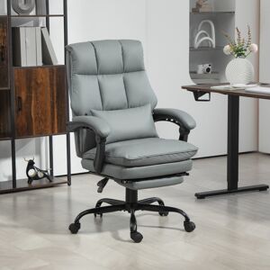 (Grey) HOMCOM Executive Office Chair, PU Leather Desk Chair with Armrests (Grey) HOMCOM Executive Office Chair, PU Leather Desk Chair with Armrests