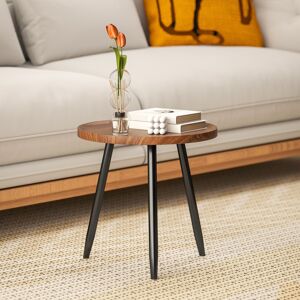 HOMCOM Modern End Side Table, Round Coffee Table, Chestnut Wood Effect HOMCOM Modern End Side Table, Round Coffee Table, Chestnut Wood Effect