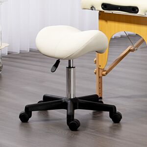 HOMCOM Saddle Stool Adjustable Rolling Salon Chair for Massage Spa Beauty White HOMCOM Saddle Stool Adjustable Rolling Salon Chair for Massage Spa Beauty White