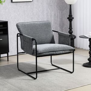 (Grey) HOMCOM Upholstered Reading Chair with Side Pockets and Steel Frame (Grey) HOMCOM Upholstered Reading Chair with Side Pockets and Steel Frame