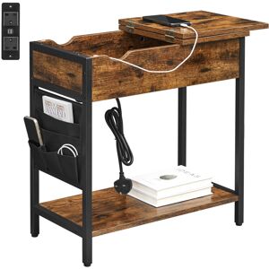 VASAGLE Slim Side Table w/ Charging Station, Rustic Brown/Black VASAGLE Slim Side Table w/ Charging Station, Rustic Brown/Black