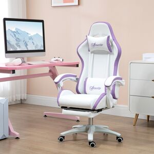 Vinsetto Racing Style Gaming Chair with Reclining Function, White and Purple Vinsetto Racing Style Gaming Chair with Reclining Function, White and Purple